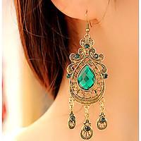 Drop Earrings Gemstone Alloy Vintage Victorian Fashion Drop Green Jewelry 2pcs