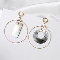 Drop Earrings Euramerican Fashion Cowry Alloy Circle Rectangle Gold Jewelry 1 Pair