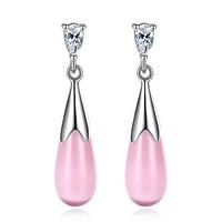 Drop Earrings Opal Imitation Opal Pendant Silver Plated Opal Fuchsia White Jewelry For Wedding Party Daily Casual 1 pair