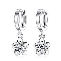 Drop Earrings Flower Style Cubic Zirconia Platinum Plated Purple White Jewelry For Wedding Party Daily Casual 1 pair