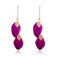 drop earrings feather alloy fashion feather purple coffee rose green b ...