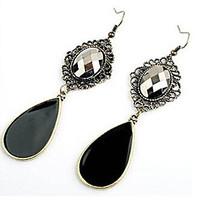 drop earrings gemstone cubic zirconia alloy bohemian drop black screen ...