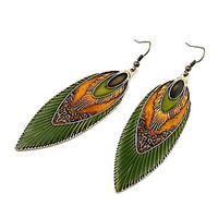 drop earrings alloy bohemian feather peacock green jewelry daily