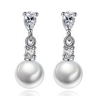 Drop Earrings Pearl Jewelry Korean Style Delicate Elegant Classic White Rhinestone Leaf Lady Daily Party Movie Gift