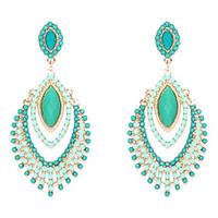 Drop Earrings Resin Simulated Diamond Alloy Green Jewelry Wedding Party Daily