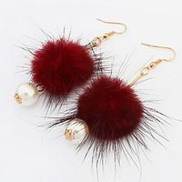 Drop Earrings Lady Girls\' Feather Peal Ball Euramerican Personalized Elegant Party Daily Drop Earrings Statement Movie Jewelry