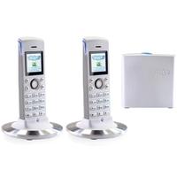 dualphone 4088 twin skype cordless phone in white