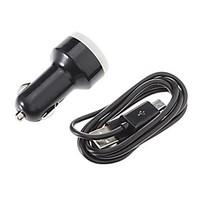Dual-Ports Car Charger with 1M USB Sync and Charge Cable for Samsung Galaxy S3 S4 and Others(Assorted Colors)