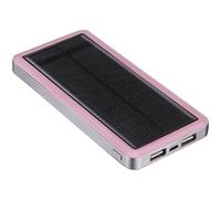 Dual USB Solar Charger Power Bank 12800mAh Portable Charger Solar Battery External Phone Charger for iPhone iPad Pink