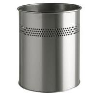 durable waste basket metal round 15p 30 mm silver