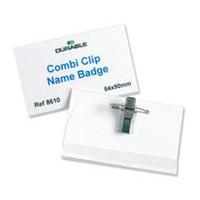 durable pvc cobi clip name badge 54x90mm 50 pack