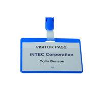 Durable Visitor Name Badge Landscape 60x90mm Blue 25 Pack