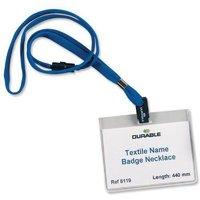 Durable Textile Necklace for Badge 440mm Blue (Pack 10)