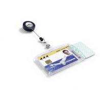 durable dual security pass holder with badge reel 10 pack