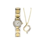 Dummy Two Tone Watch and Pendant Set