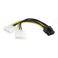 dual molex 4pin ide to 8 pin pci e power lead cable for asus msi vga v ...