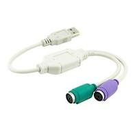 Dual PS2 PS/2 MINI DIN 6Pin to USB 2.0 Adapter Converter Cable for PC Laptop Keyboard Mouse