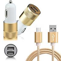 Dual Smart USB Quick Car Charger 1.5m Micro USB Cable for Samsung Huawei Xiaomi and Other cellphone(5V2.1A)