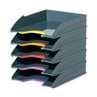 durable varicolor desktop letter tray set set of 5