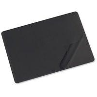 durable desk mat with transparent overlay black