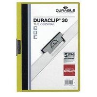 Durable Duraclip (A4) Folder PVC Plastic Clear Front 3mm Spine (Green) for 30 Sheets - 1 x Pack of 25 Folders
