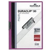 Durable Duraclip (A4) Folder PVC Plastic Clear Front 3mm Spine (Purple) for 30 Sheets - 1 x Pack of 25 Folders