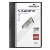 Durable Duraclip (A4) PVC Folder 3mm Spine (Black) for 30 Sheets - 1 x Pack of 25 Folders