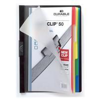 Durable Duraclip (A4) 50 Index Folder with 5-Part Divider (Black)- 1 x Pack of 25 Folders