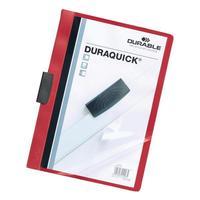Durable Duraquick (A4) Clip PVC Folder Clear Front (Red) for 20 Sheets - 1 x Pack fo 20 Folders