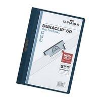Durable Duraclip (A4) PVC Folder Clear Front 6mm Spine (Dark Blue) - 1 x Pack of 25 Folders