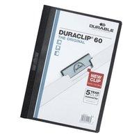 Durable Duraclip (A4) PVC Folder Clear Front 6mm Spine (Black) - 1 x Pack of 25 Folders
