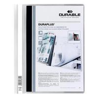 Durable Duraplus (A4) Quotation PVC Folder with Clear Title Pocket (White) - 1 x Pack of 25 Folders