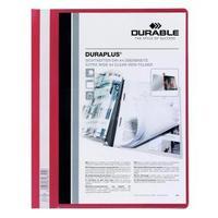 Durable Duraplus A4 Quotation PVC Folder with Clear Title Pocket Red -