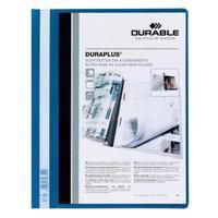 Durable Duraplus A4 Quotation PVC Folder with Clear Title Pocket Blue