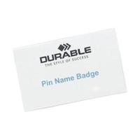 Durable Name Badges with Pin 40x75mm - 1 x Pack of 100 Name Badges