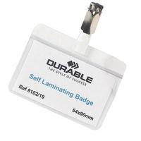 Durable 54x90mm Self Laminating Name Badges Transparent - 1 x Pack of