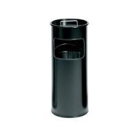 durable 17 litre waste basket metal with 2 litre ashtray round black