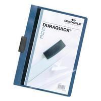 durable duraquick a4 clip pvc folder clear front blue for 20 sheets 