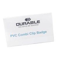 Durable 54x90mm PVC Combi Clip Name Badge with Pin and Clip Fastening