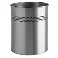 durable metal waste bin 15 litre silver 330023