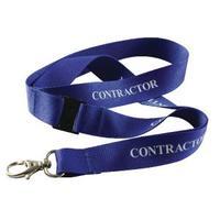 Durable Blue Textile Contractor Badge Necklace 20mm Pack of 10