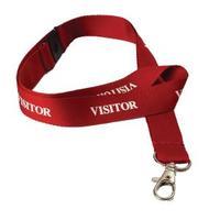 Durable Red Textile Visitor Badge Necklace 20mm Pack of 10 999107995