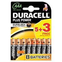 Duracell Plus Power AAA Alkaline Batteries Pack of 8 Pack of 5 with 3