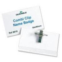 durable name badge 54x90mm combi clip fastener pack of 50