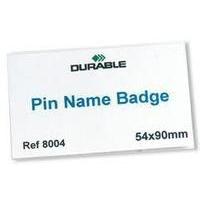 Durable Name Badge 54x90mm Pin Fastener Pack of 50 8004