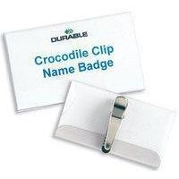 durable name badge 55x90mm crocodile clip fastener pack