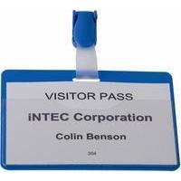 Durable Name Badge 60x90mm Visitor Blue Pack of 25