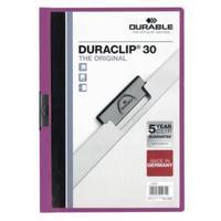 Durable Duraclip (A4) Folder PVC Plastic Clear Front 3mm Spine (Purple) for 30 Sheets - 1 x Pack of 25 Folders