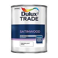 Dulux Trade Satinwood Paint Pure Brilliant White 1L