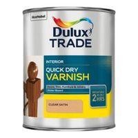 Dulux Trade Clear Satin Wood Varnish 1L Tin
